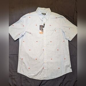 NWT - Chaps Mens Button Down Short Sleeve with Crab Print